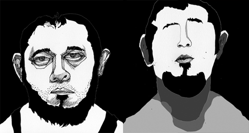 "2 Auto-Retratos del 20 Julio" - Dibujo-Plumón-Photoshop / San Salvador, ES Julio 2010